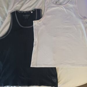 Guess vintage mens XL1 black w grey trim & 1 white muscle tank top .